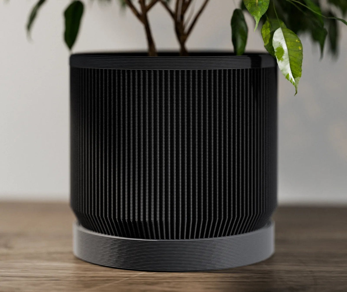Mid Century Modern Ribbed Planter with Drip Ablage von HC3D Produktbild
