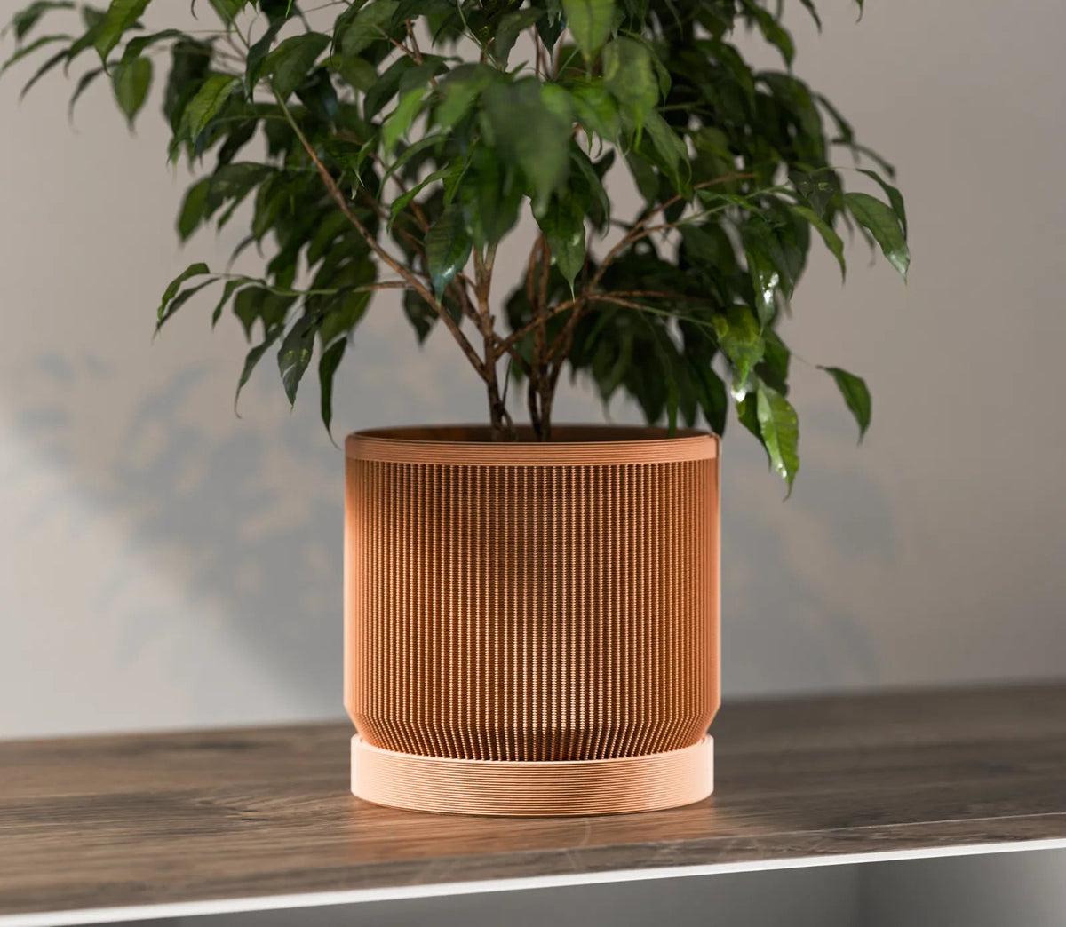 Mid Century Modern Ribbed Planter with Drip Ablage von HC3D Produktbild