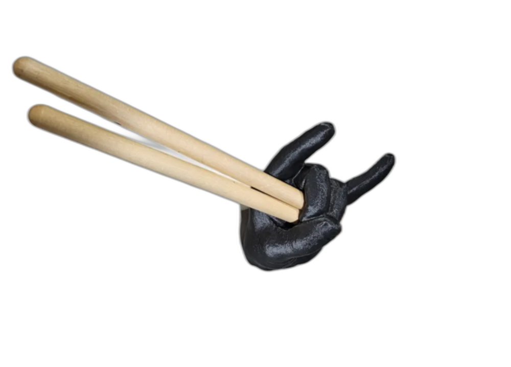 Rock Hand Devil Horns Drumsticks Holder – Rock-Hand-Zubehör Teufelshörner-Halter Schlagzeugständer Musik-Accessoire Band-Equipment by HC3D Produktbild